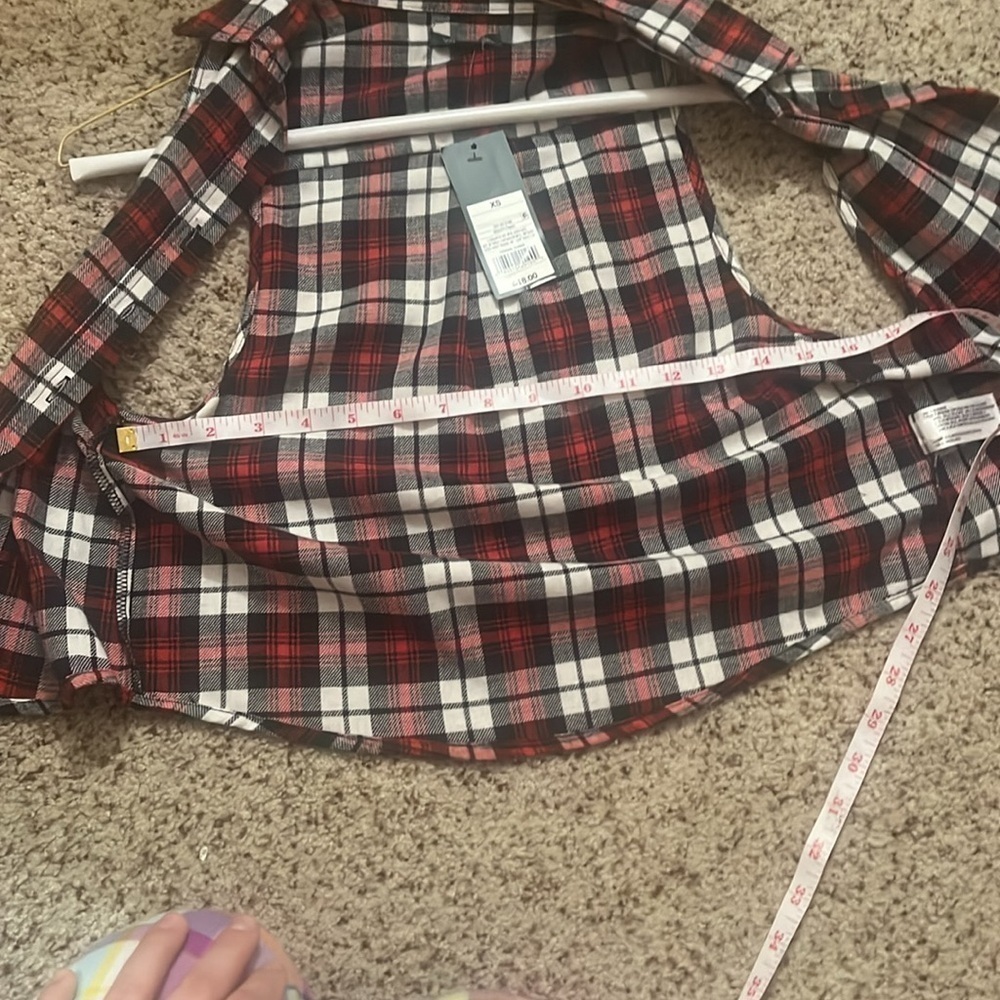 wild fable red and black plaid button up sleeveless vest - Picture 6 of 6